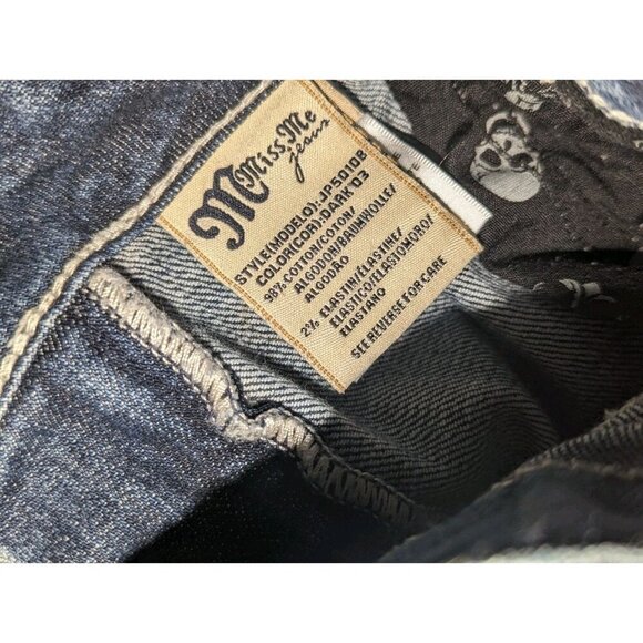 Miss Me Jeans Womens 28 Blue Bootcut Mid Rise Embroidered Denim JP5010B - Picture 11 of 16